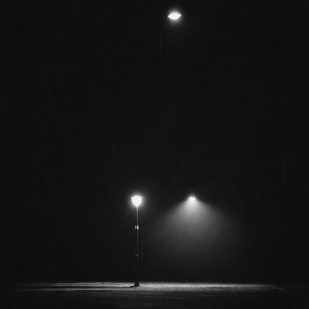 A solitary man standing under the glow of a street light at night