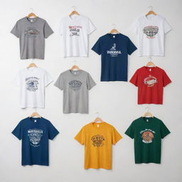 Images of various styles of t-shirts, each on a white background