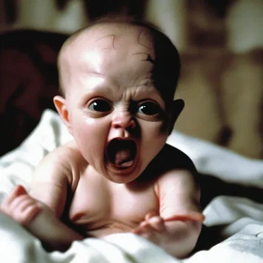 The suckling reflex of the vampire baby terrified the audience in the horror movie.