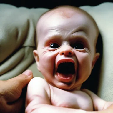 The suckling reflex of the vampire baby terrified the audience in the horror movie.