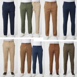 Images of various styles of trousers, each on a white background