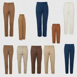 Images of various styles of trousers, each on a white background