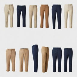 Images of various styles of trousers, each on a white background