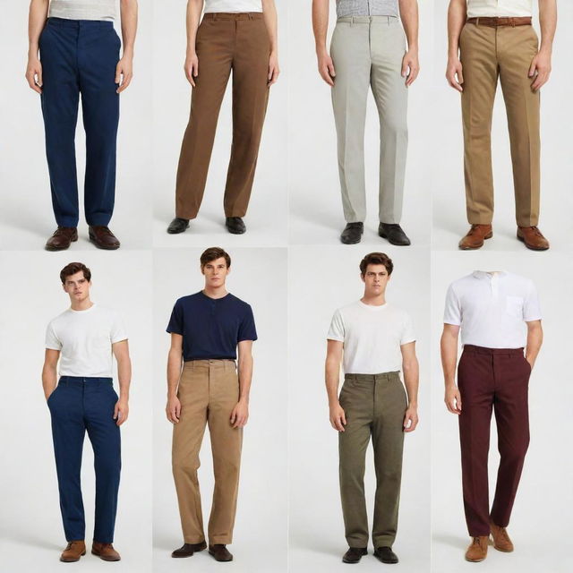 Images of various styles of trousers, each on a white background