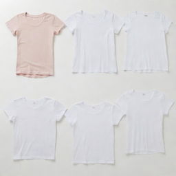 Images of various styles of women's t-shirts, each on a white background