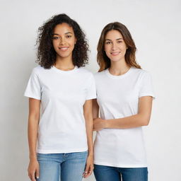 Images of various styles of women's t-shirts, each on a white background