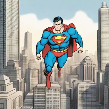 Superman's super strength allows him to carry over buildings and fly through the city.