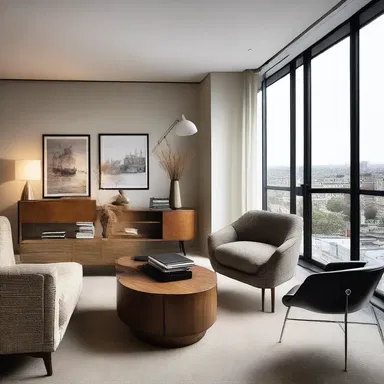 The modern penthouse beautifully incorporated the carry over of vintage furniture from the previous design.