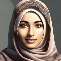 A high-quality digital art representation of a Muslim woman