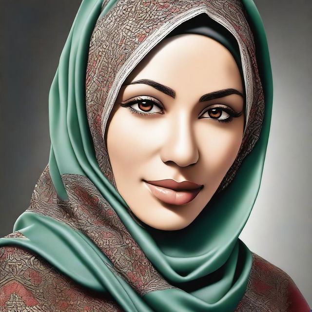 A high-quality digital art representation of a Muslim woman