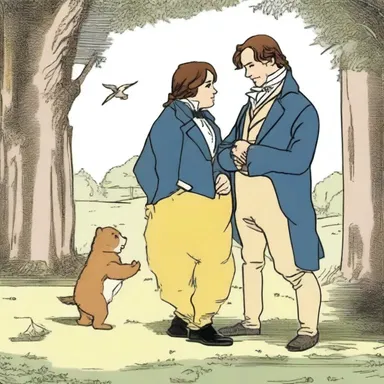 In the novel Pride and Prejudice, Mr. Darcy initially comes across as a pooh-bah, behaving arrogantly and believing his social status makes him superior to others.