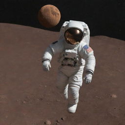 A detailed, high-resolution image of an astronaut floating above a chocolate moon. Emphasize on the intricate texture of the lunar chocolate, the realistic suit of the astronaut, sparkling stars embedding the space, and captivating cosmic reflections on the astronaut's visor, all under a magical and surreal atmosphere.