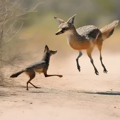 The wily coyote set up an elaborate trap, so he was able to catch the speedy roadrunner.