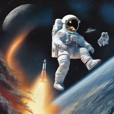 As the spaceship blasted off into the unknown, the astronauts calculated the trajectory, adjusted the controls, and so began their thrilling voyage to another galaxy.