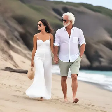 The couple looked so deeply in love as they walked hand in hand along the beach.