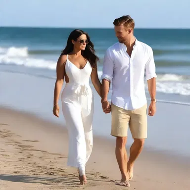 The couple looked so deeply in love as they walked hand in hand along the beach.