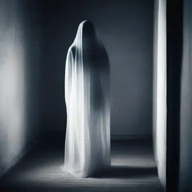 The ghostly figure emerged from the shadows, sending chills down her spine.