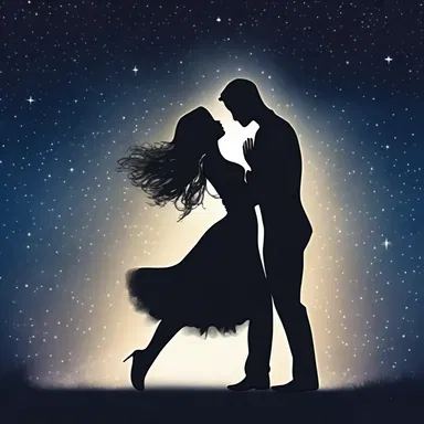 They danced under the starry night sky, holding each other so tightly, lost in the magic of love.