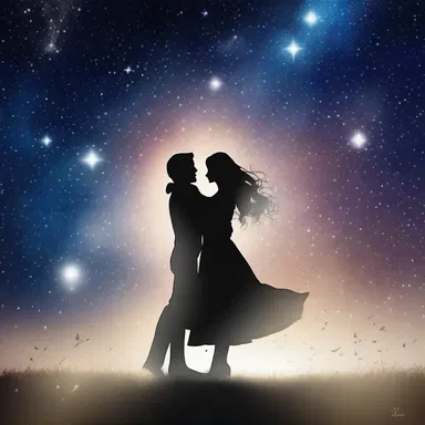 They danced under the starry night sky, holding each other so tightly, lost in the magic of love.