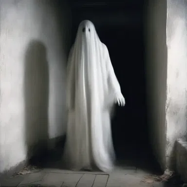 The ghostly figure moved slowly and eerily, its movements resembling a possessed person.