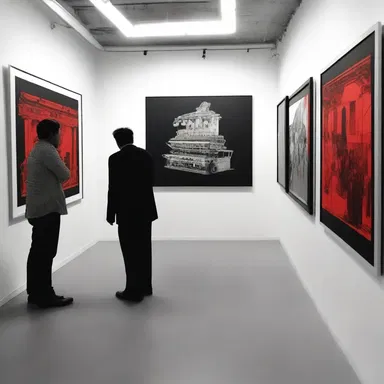 The art exhibition featured a silk screen print of a famous movie scene, paying homage to the influence of cinema as an art form.