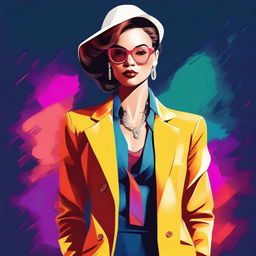 A digital art image of a stylish, confident woman