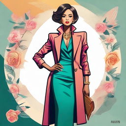 A digital art image of a stylish, confident woman