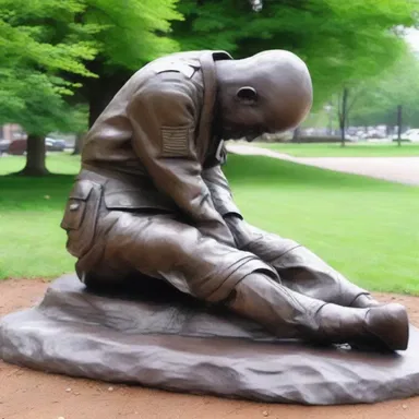 The artist created a sculpture of a fallen soldier as a symbol of sacrifice and remembrance.