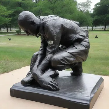 The artist created a sculpture of a fallen soldier as a symbol of sacrifice and remembrance.