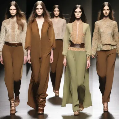 The fashion designer's collection incorporates elements of peasanthood, with flowing peasant blouses and earthy color palettes.