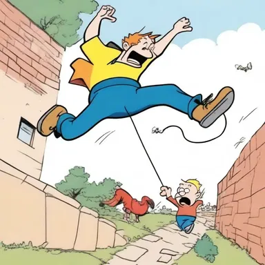 The cartoon portrayed an unsuspecting character falling into various misadventures.