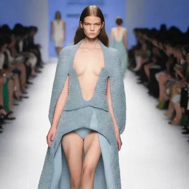 The unsuspecting model strutted confidently down the runway, unaware of the designer's clever twist in the garment.