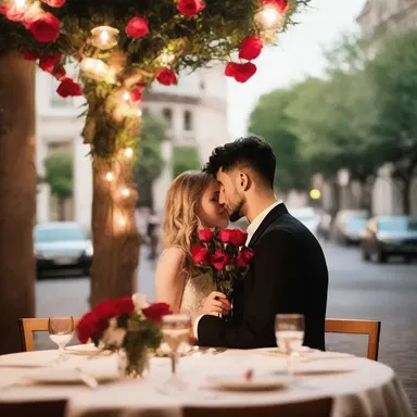 With a bouquet of roses hidden behind his back, he surprised his unsuspecting partner with a romantic dinner date.