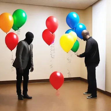 The prankster watched with amusement as the unsuspecting victim unknowingly entered a room full of balloons.