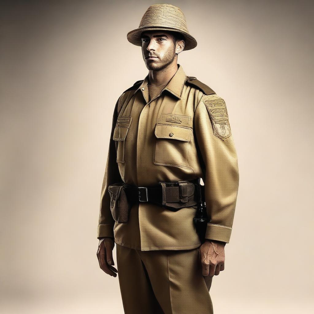 This digital art image presents an Israeli soldier in full ceremonial uniform