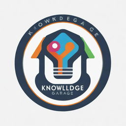 A logo featuring the title 'Knowledge Garage' with visual elements implying intellect, innovation, and a garage-like workplace.