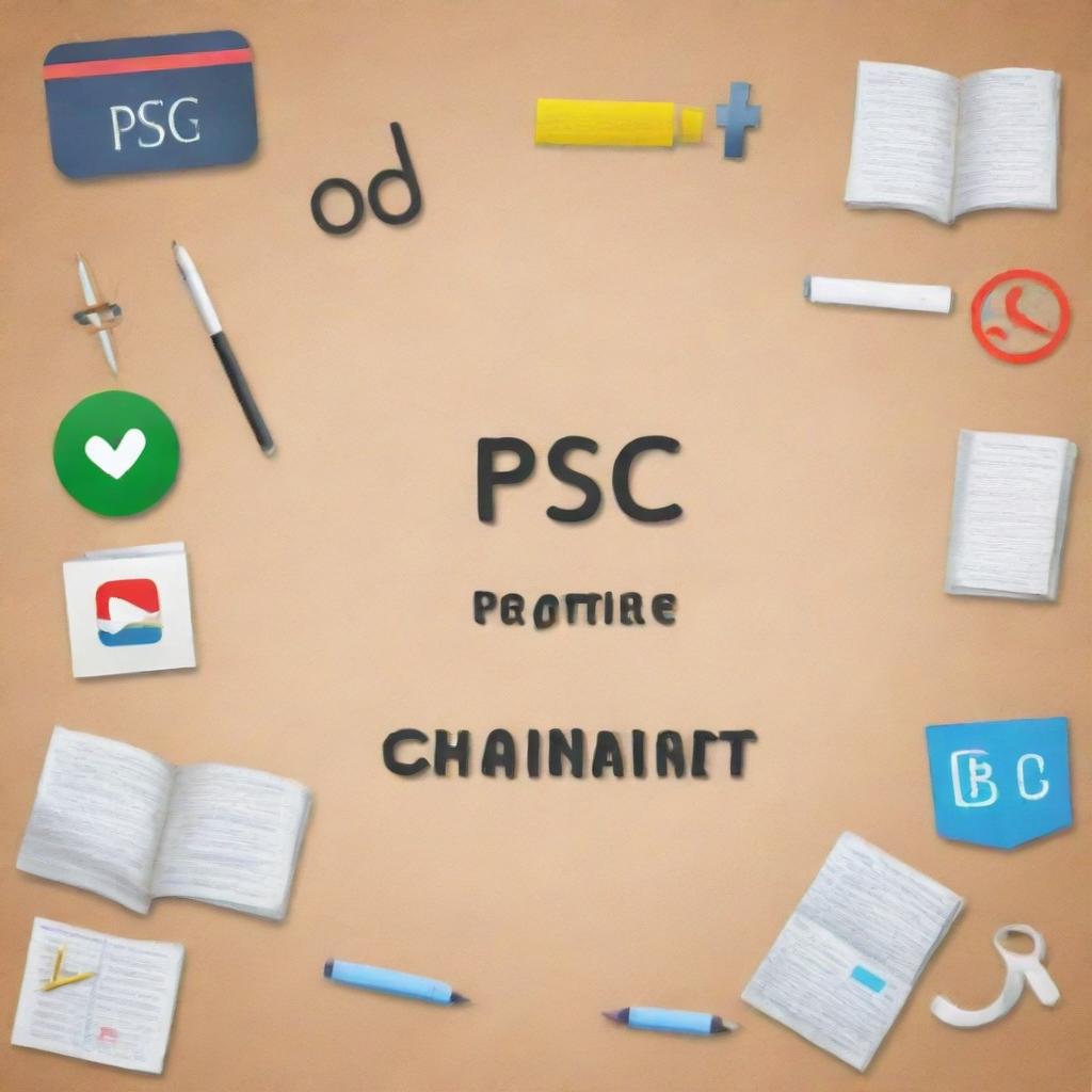 A high-quality YouTube cover image for a PPSC (Punjab Public Service Commission) preparation channel, showcasing elements such as study materials, online education tools, and symbols related to PPSC.