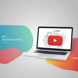 Create a dynamic and engaging YouTube cover page with the title 'PPSC Preparation', incorporating elements such as textbooks, a laptop, and Punjab Public Service commission logo