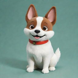 A cute, friendly dog character in the unique and charming style of Studio Ghibli.