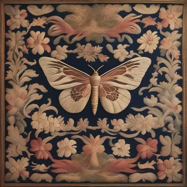 The silkworm moth motif was intricately woven into the tapestries that adorned the walls of the royal palace.