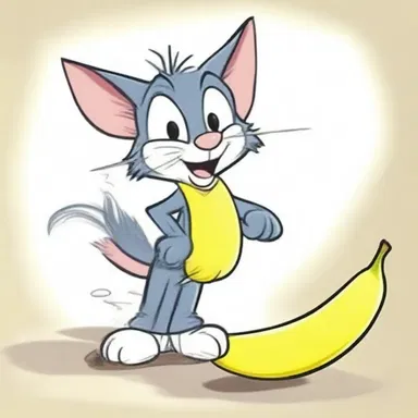 In the cartoon, Tom and Jerry, Tom stepped on a peg and slipped on a banana peel.