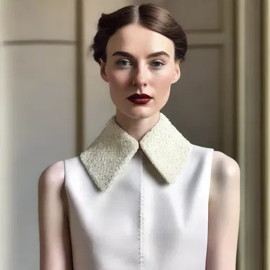The fashion designer created a unique dress with a peg embellishment on the collar.