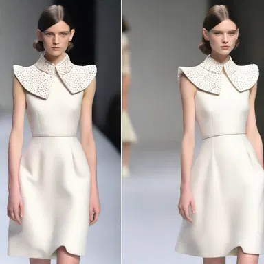 The fashion designer created a unique dress with a peg embellishment on the collar.