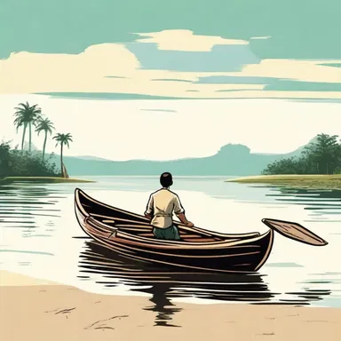 The protagonist in the novel used the peg to row his boat to the deserted island.