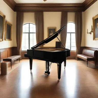 The elegant wooden pegs on the grand piano added a touch of sophistication to the luxurious music room.