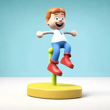 The character stepped on a peg, causing it to bounce comically.