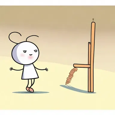 The character stepped on a peg, causing it to bounce comically.