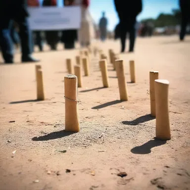 The worshippers placed pegs on the ground to mark sacred locations during the ceremony.