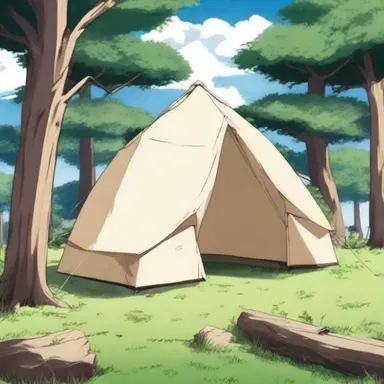 In the anime series, the characters would often peg their tents to the ground to keep them from blowing away.
