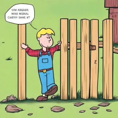 In the comic strip, the character decided to peg the loose fence board back in place with a wooden pin.